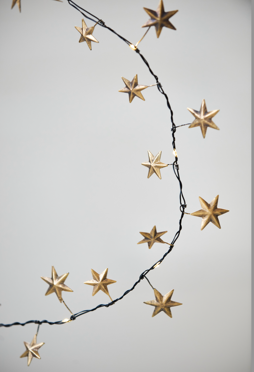 Handmade Metal LED Fairy Light,Gold Stars (Battery Operated)