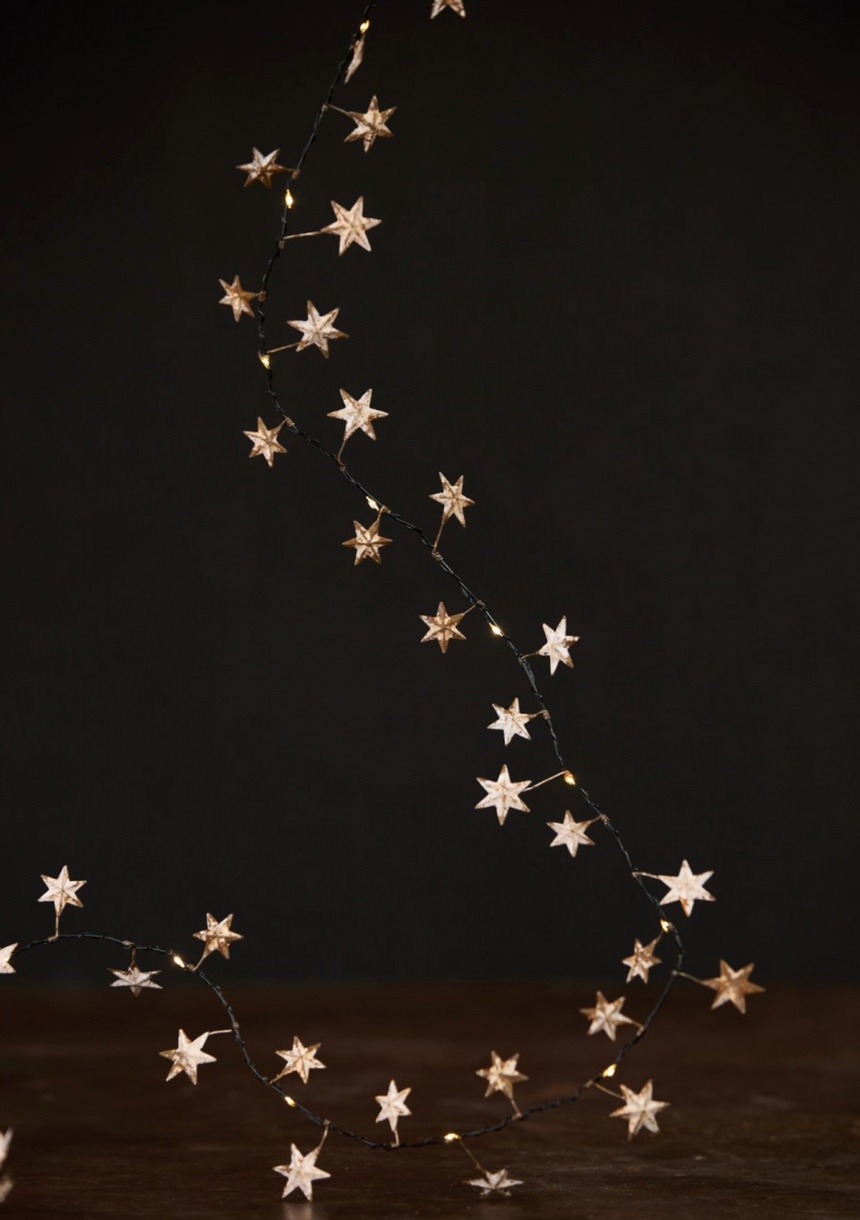 Handmade Metal LED Fairy Light,Gold Stars (Battery Operated)