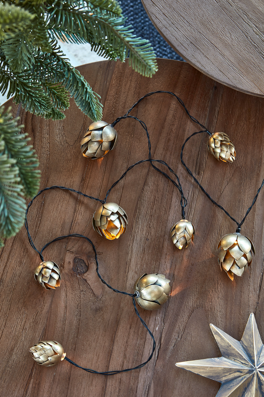 Handmade Metal LED Fairy Light, Pinecones (Battery Operated)