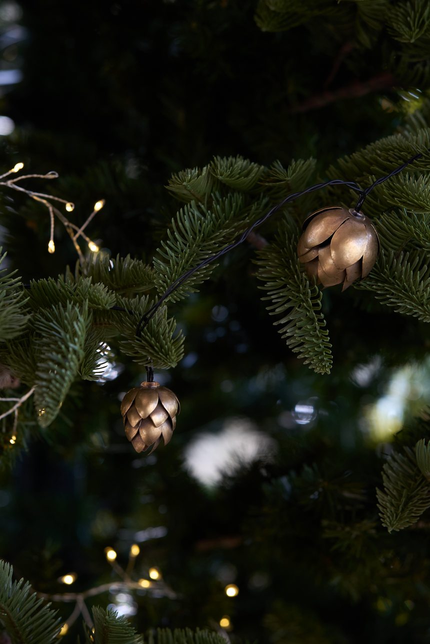 Handmade Metal LED Fairy Light, Pinecones (Battery Operated)