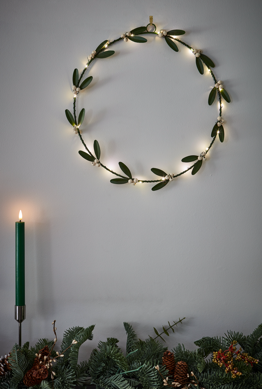 Handmade LED Mistletoe Wreath