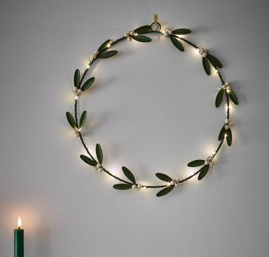 Handmade LED Mistletoe Wreath