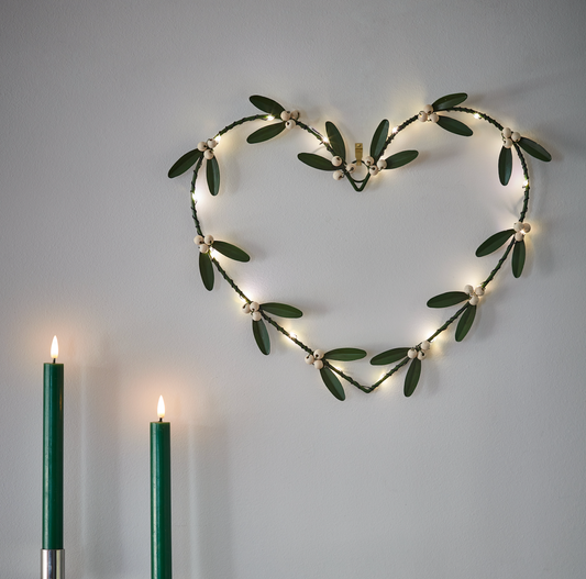 Handmade LED Mistletoe Heart-Shaped Wreath