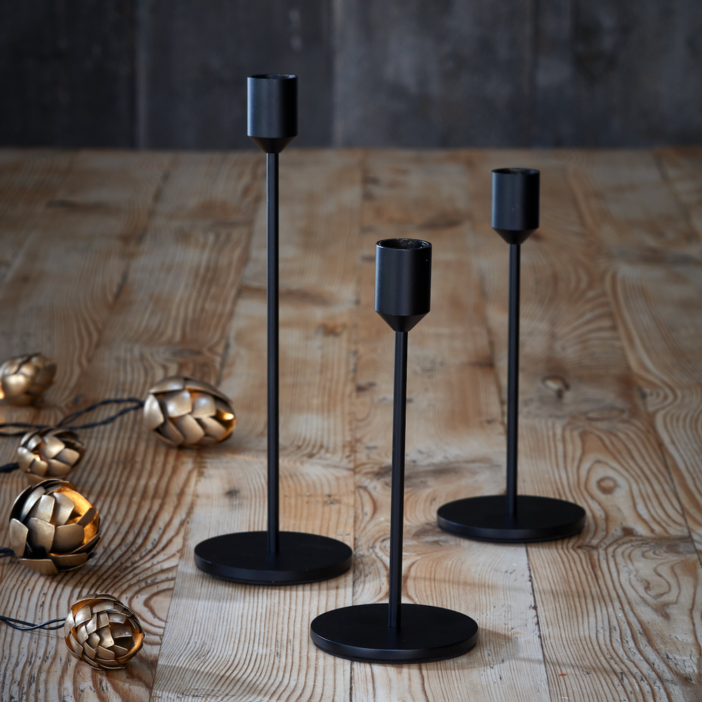 Candle Holder, Matt Black ( Set Of 3 )