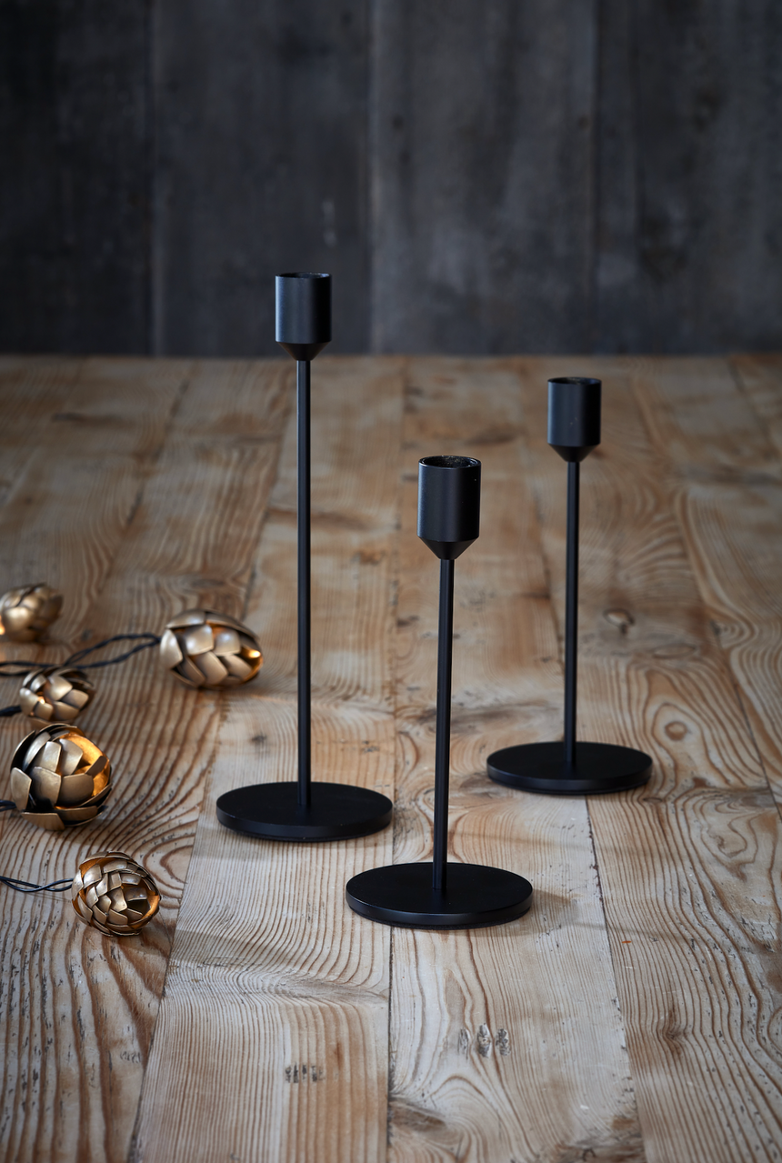 Candle Holder, Matt Black ( Set Of 3 )