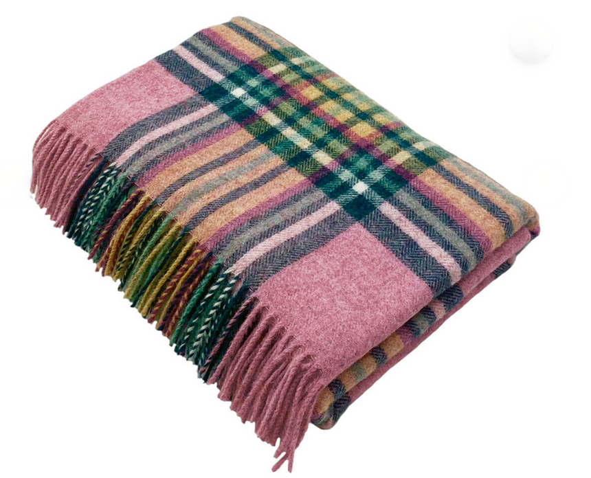 Bronte By Moon St Ives Shetland Wool Throw, Pink