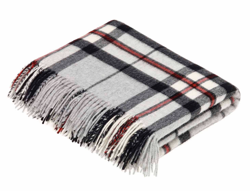 Bronte By Moon Thompson Tartan Merino Wool Throw, Grey