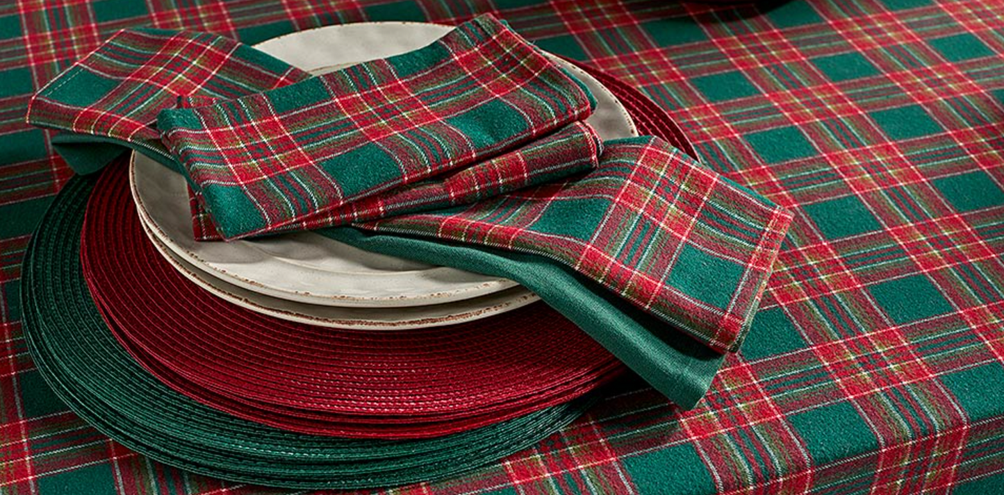 Festive tartan tablecloth