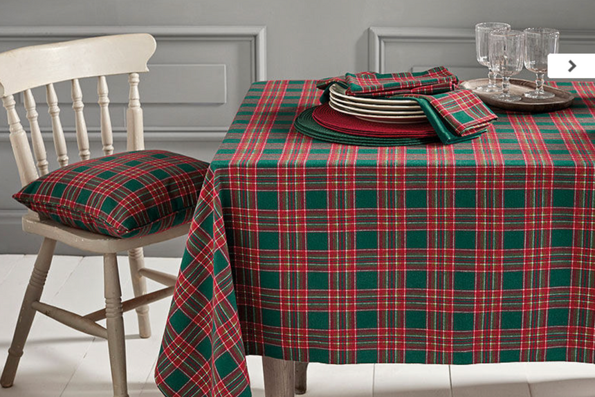 Festive tartan tablecloth