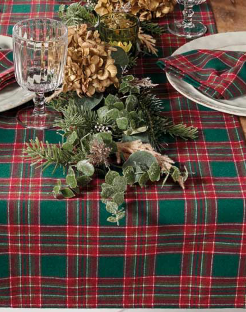 Festive tartan tablecloth