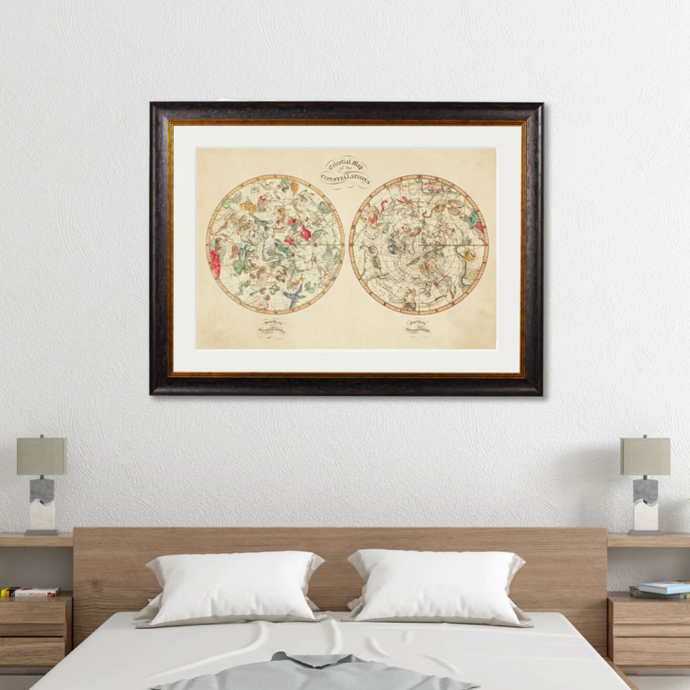 Vintage Framed Print, 1820 Map Of The Constellations