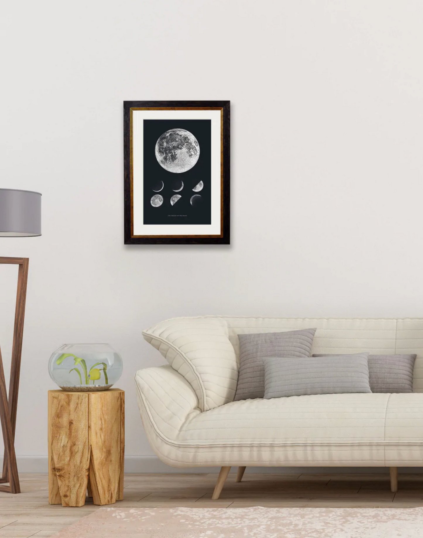 Vintage Round Framed Print, 1910 Phases Of The Moon