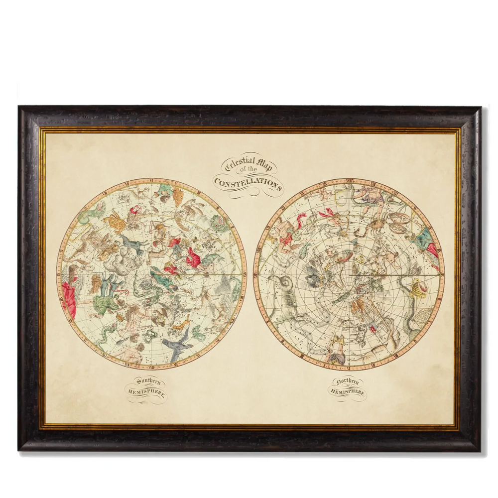 Vintage Framed Print, 1820 Map Of The Constellations