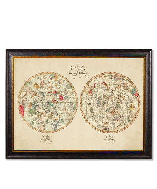 Vintage Framed Print, 1820 Map Of The Constellations