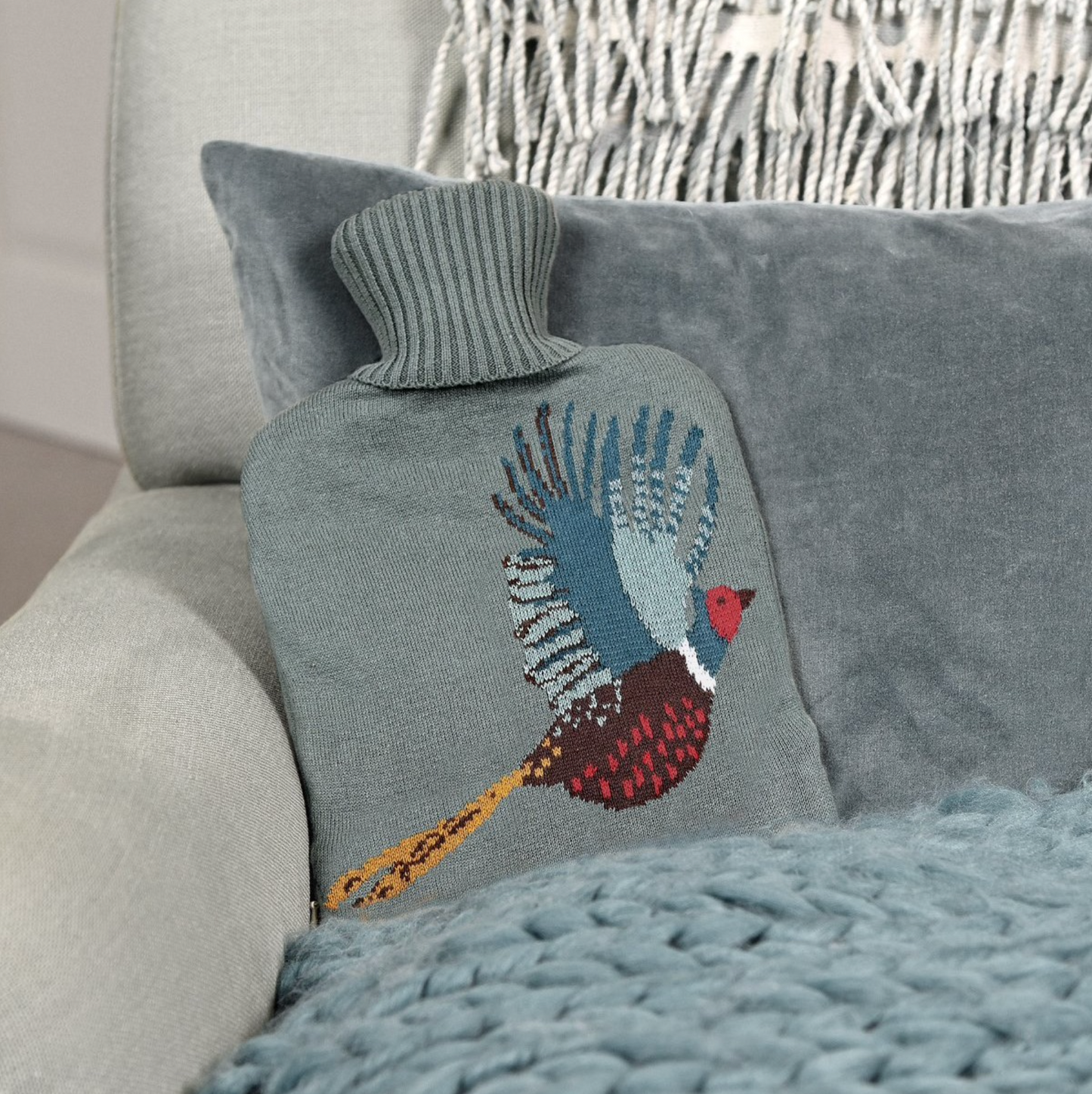 Sophie Allport Knitted Hot Water Bottle, Pheasant