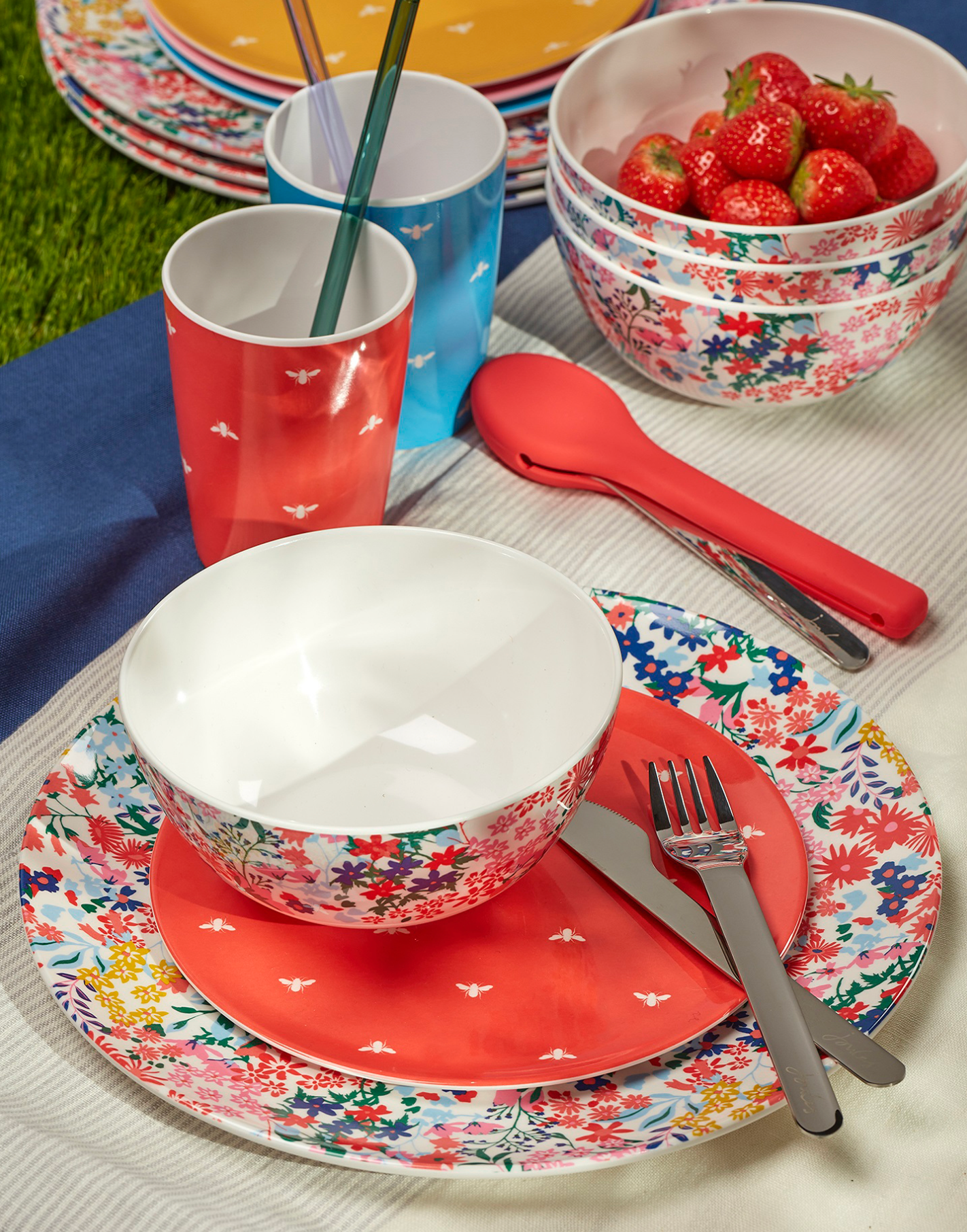 Joules Melamine Picnic Side Plates, (Set Of 4)