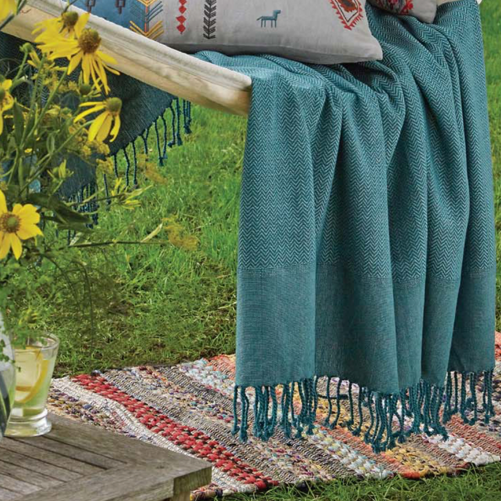 Walton & Co Aztec Chindi Cotton Rug, Red