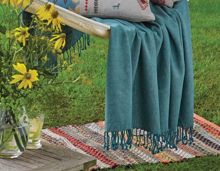 Walton & Co Aztec Chindi Cotton Rug, Red