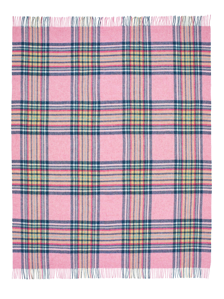 Bronte By Moon St Ives Shetland Wool Throw, Pink