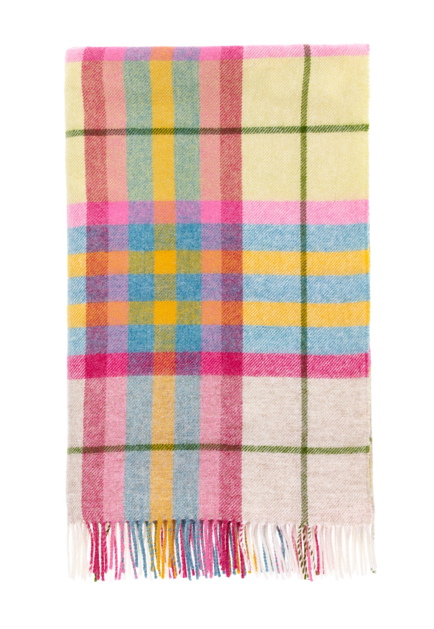 Bronte By Moon Falmouth Shetland Wool Throw,Ivory/ Pink