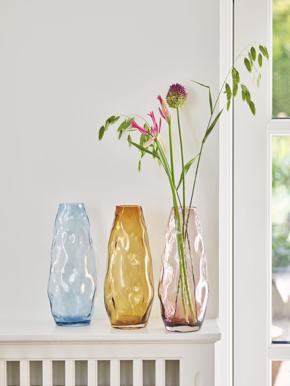 Bahne Interior Mouth-Blown Glass Vase, Soft Blue