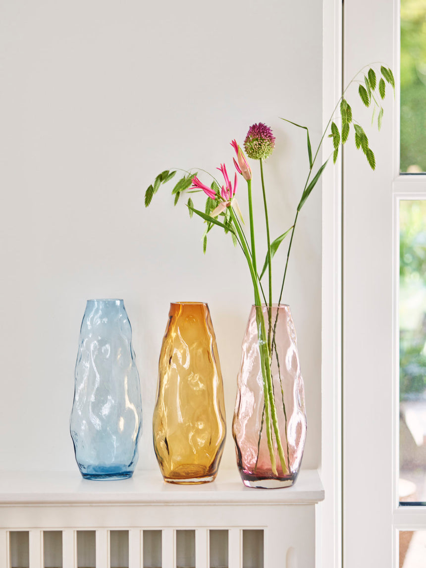 Bahne Interior Mouth-Blown Glass Vase, Soft Blue