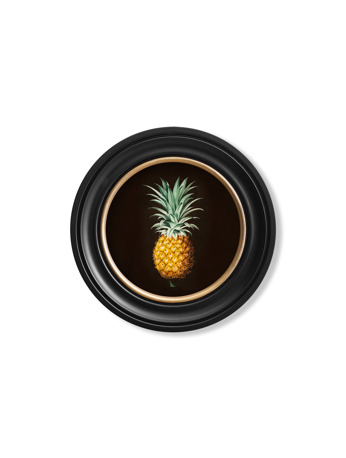 Vintage Round Framed Print, Pineapple