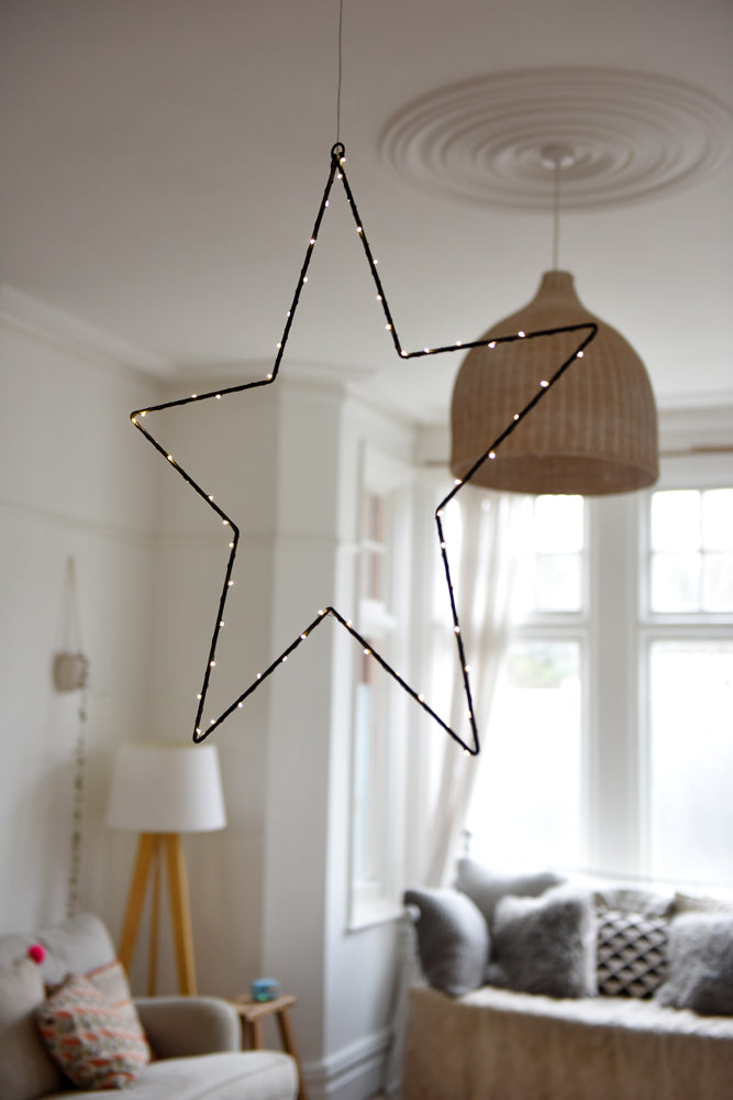Hanging  LED Star Light, Black(Battery Operated)