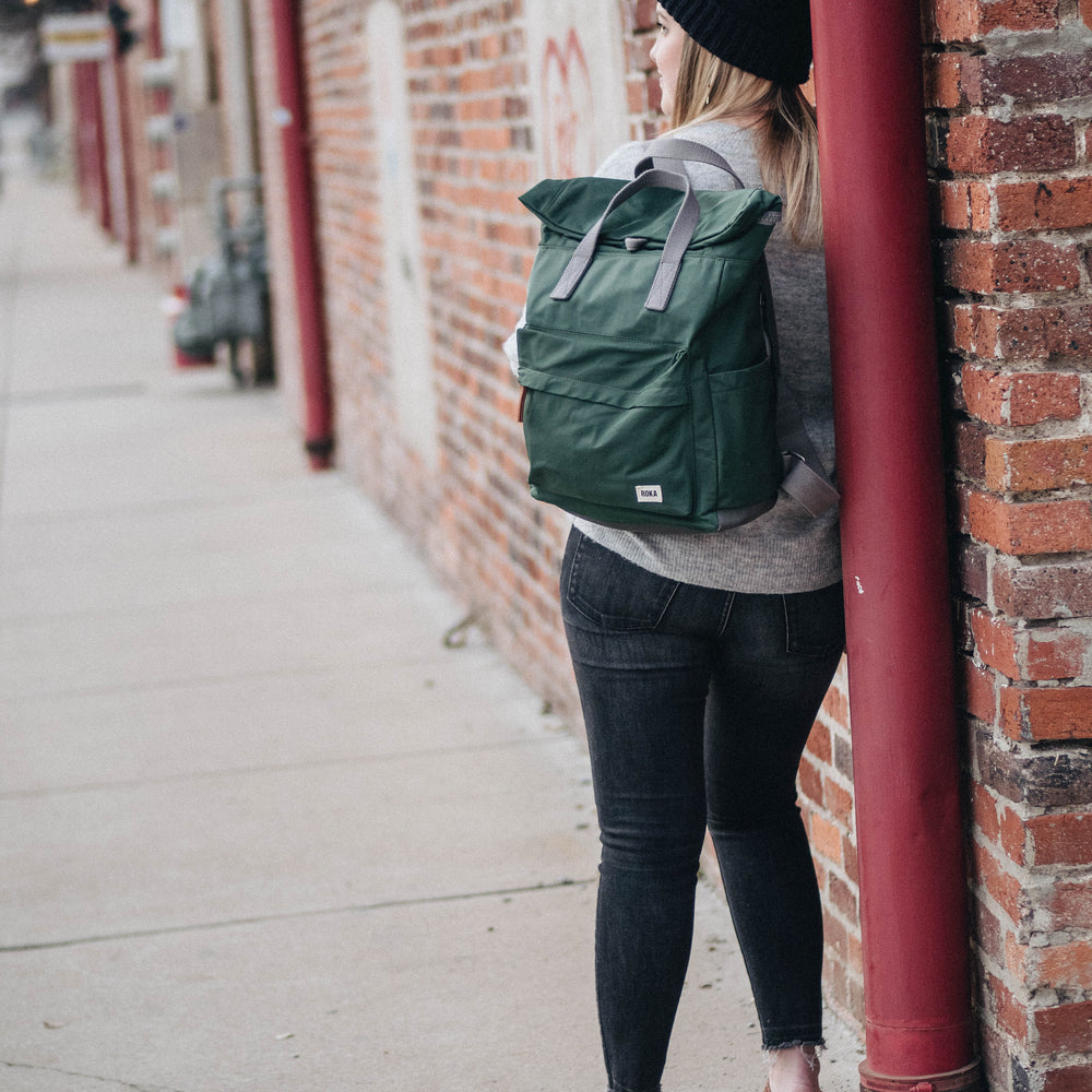 Roka London Canfield B Sustainable Nylon Rucksack, Avocado