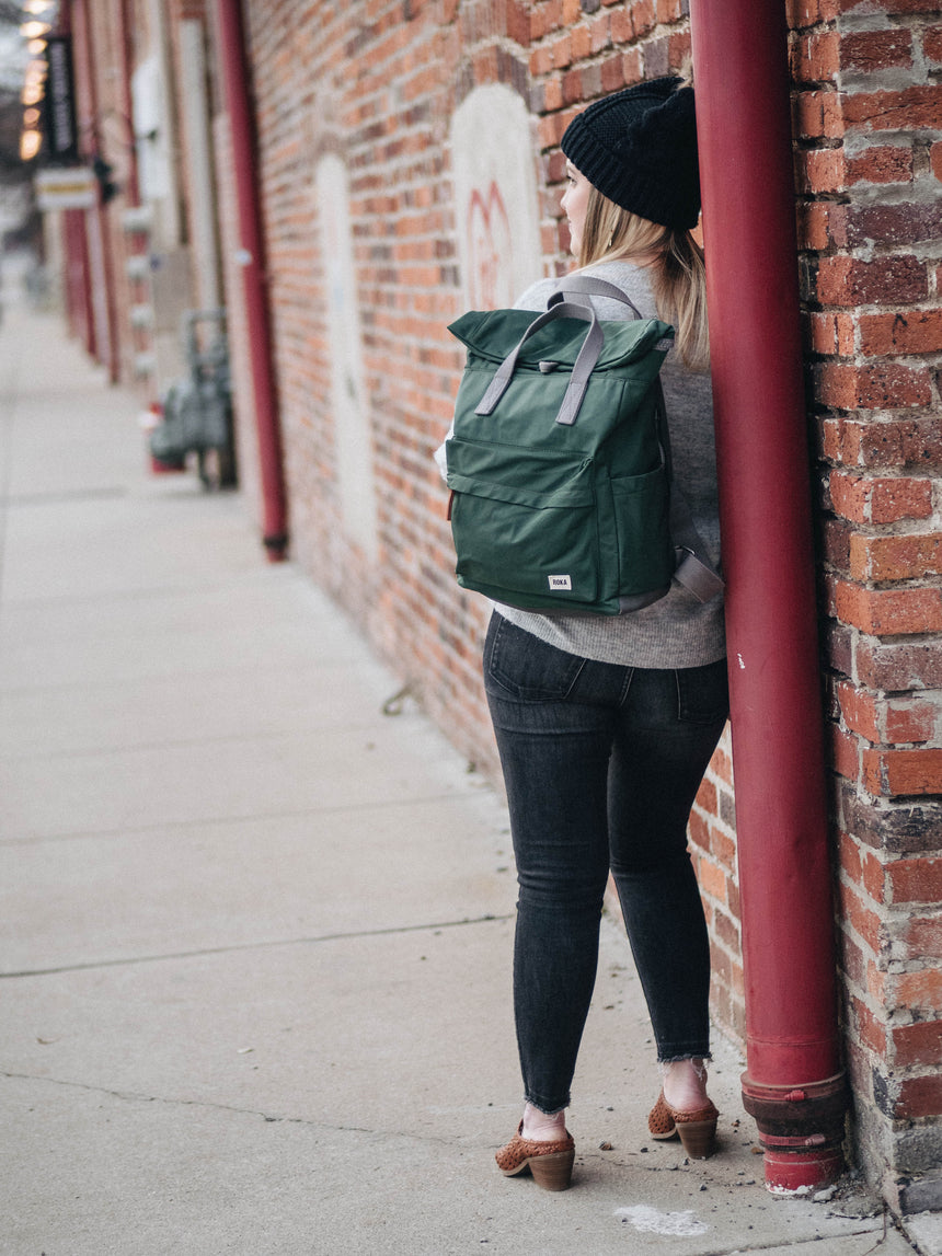 Roka London Canfield B Sustainable Nylon Rucksack, Avocado