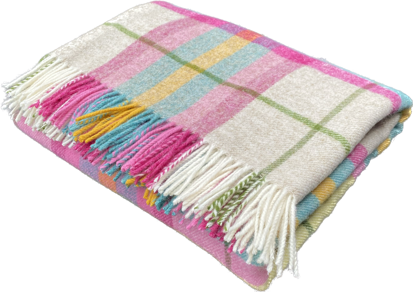 Bronte By Moon Falmouth Shetland Wool Throw Blanket,Ivory/ Pink