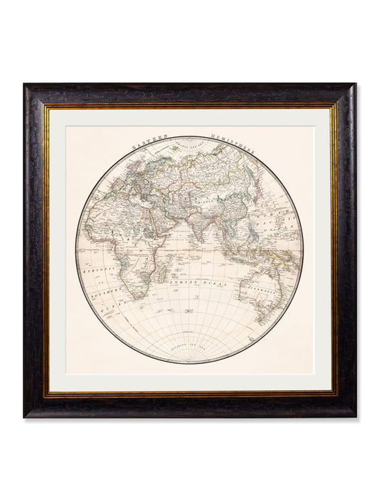 Vintage Framed Print World Hemispheres, Eastern hemisphere