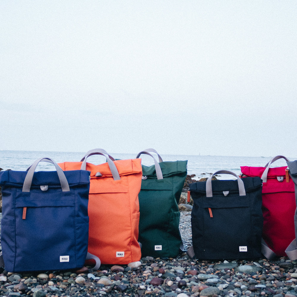 Roka London Finchley Sustainable Canvas Rucksack, Airforce