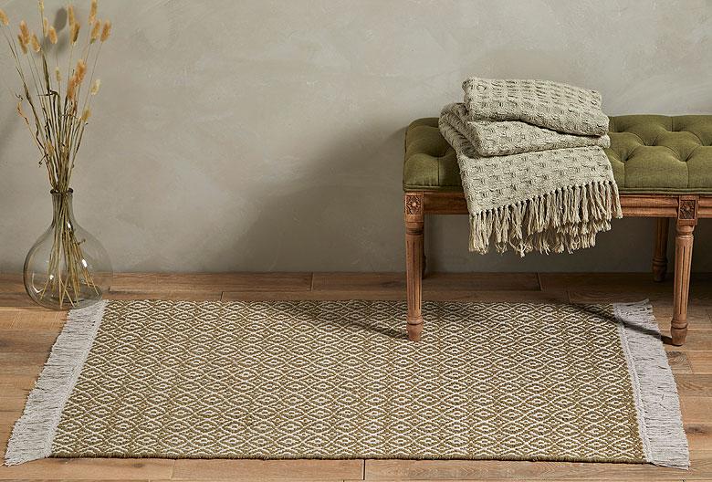 Walton & Co Grasmere Cotton Rug, Olive