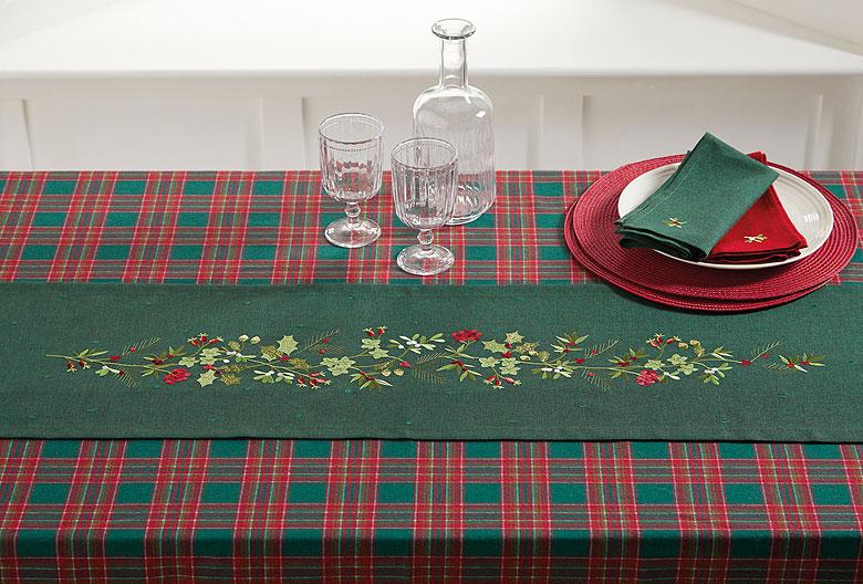 Festive tartan tablecloth